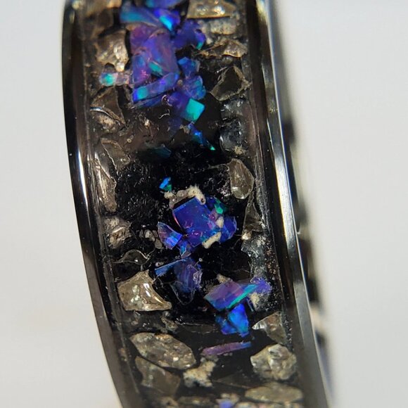 "Pathway" Ring with Blue Opal & Black/Silver Stones - Picture 3 of 6